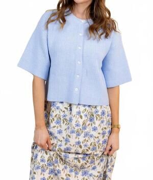 NEW AUREUM alix short-sleeve knit cardigan in blue